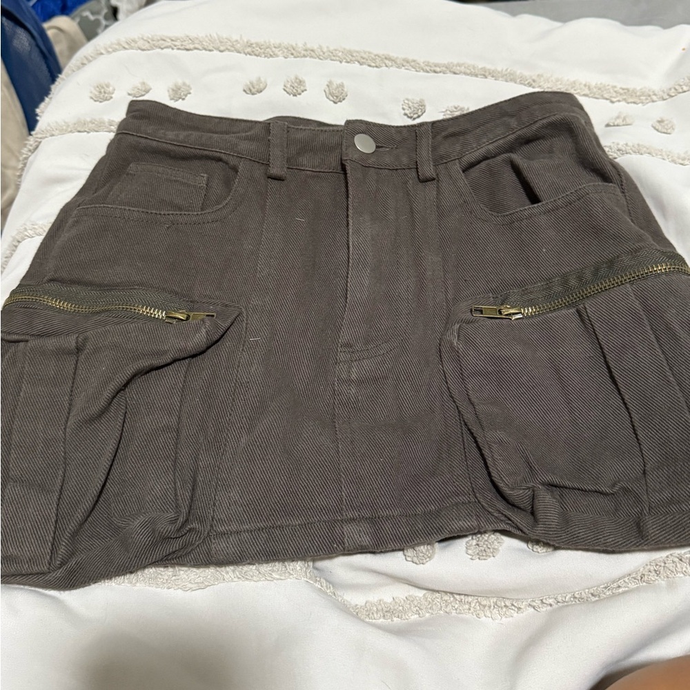 fashion nova cargo Mini Skirt with Zipper Pockets